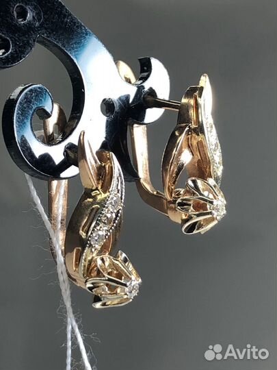 Серьги с бриллиантами золото 585, 5,6 гр