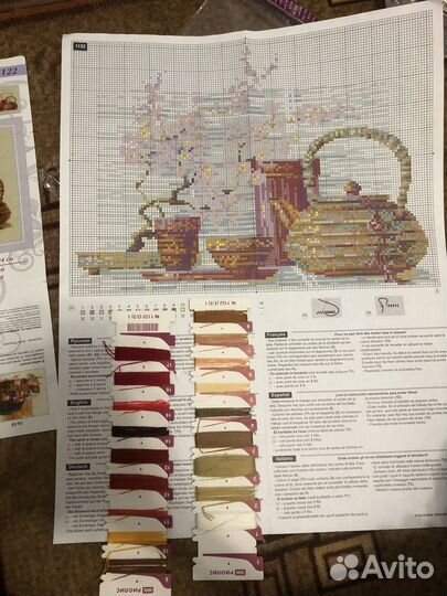 Схема для вышивки с остатками ниток Чай