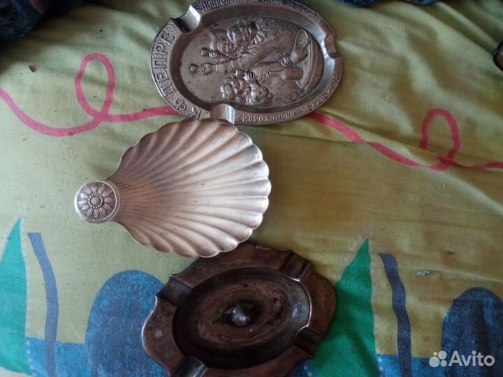 Статуэтка пепельница икорница СССР ракушка серебро