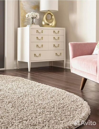 Ковер Лонж бежевый овал 1х2м