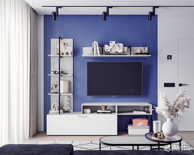 Гостиная Элирия (2,1м) мдф сноу/дуб крафт белый