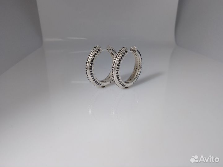 Серьги кольца серебро 925