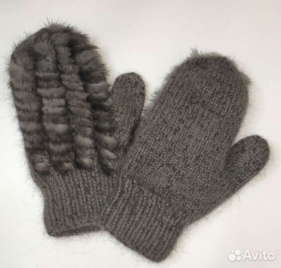 Шапка, варежки, снуд из пуха норки