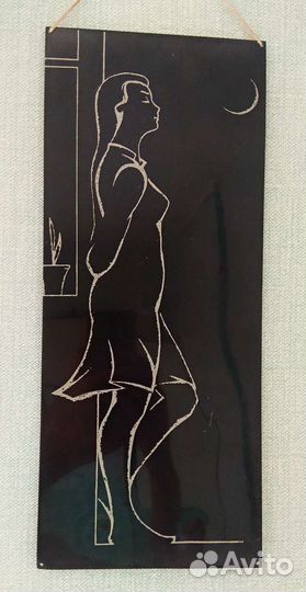 Картина рисунок девушка у окна СССР 70-е годы