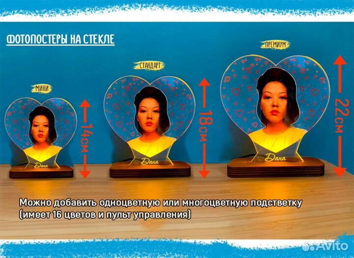 Рамка постер на стекле с фото /размеры art097