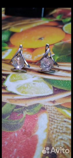 Серьги серебро лунный к