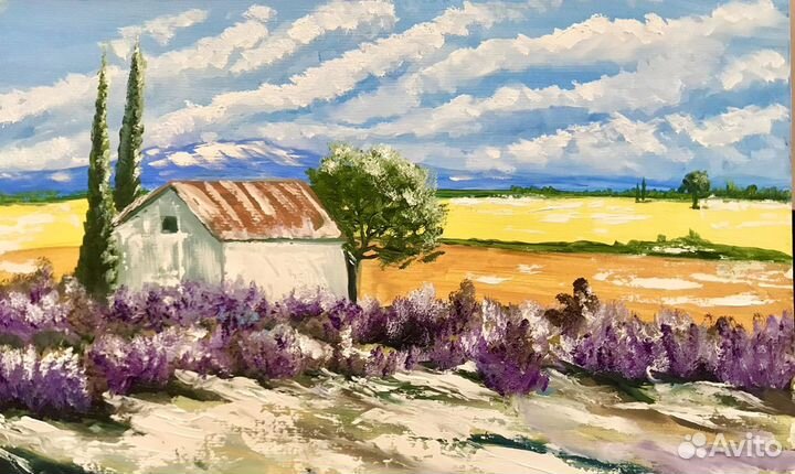 Картина маслом пейзаж лаванда прованс