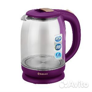Чайник электр SA-2709V promo (1.8) стекл фиол подс