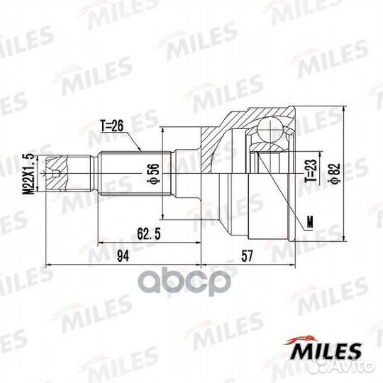 ШРУС mazda 626 1.8/2.0D 87-97 нар. GA20229 Miles