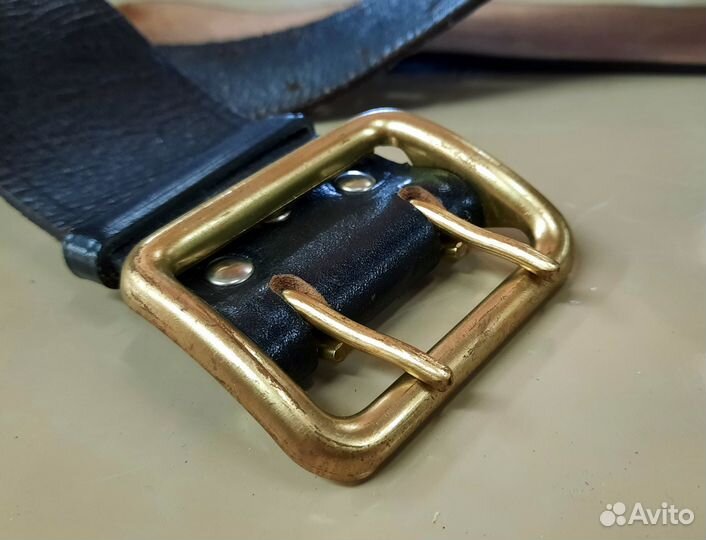 Ремень кожаный брючной уставной широкий армейский