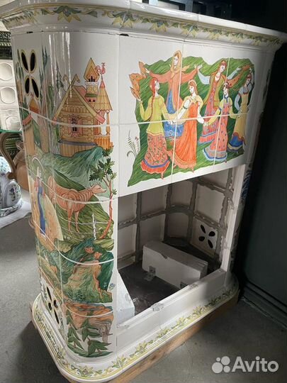 Печь - камин, Изразец, Керамика, роспись