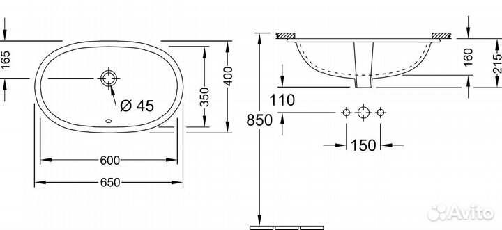 Раковина Villeroy & Boch O Novo 41626001 60 альпи