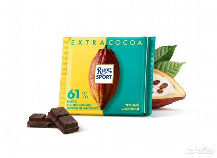Ritter Sport вкус из Никарагуа 61какао 100 г