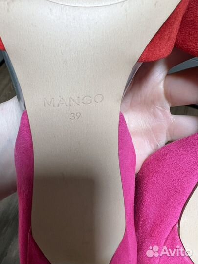 Туфли mango 39 р (красно-розовые)