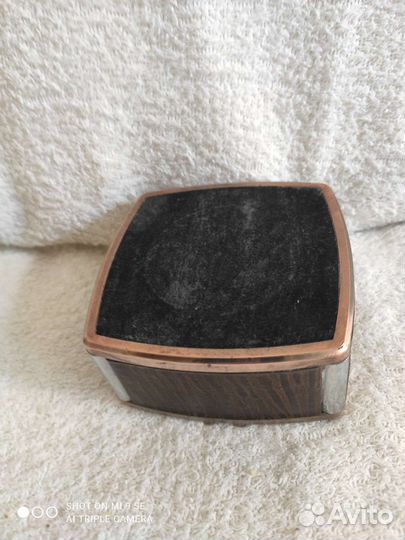 Винтажная пепельница, медь, кожа, нержавейка