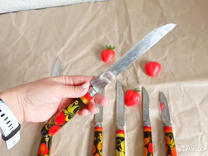 Набор кухонных ножей СССР хохлома