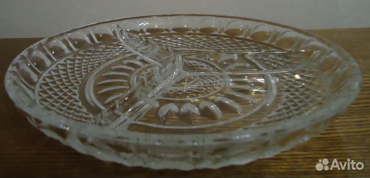 Блюдо раздел 3 части,для ассорти,хрусталь,диам20см