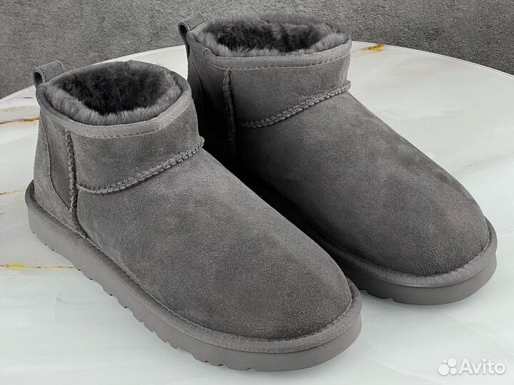 Ugg Classic Ultra Mini Grey угги женские зимние