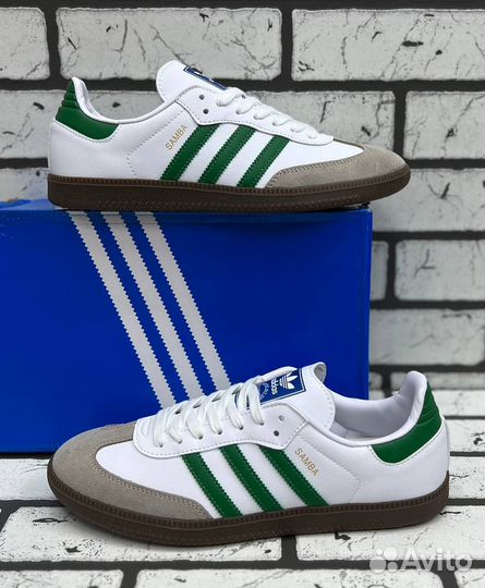 Кроссовки Adidas Samba White Green (36-45)