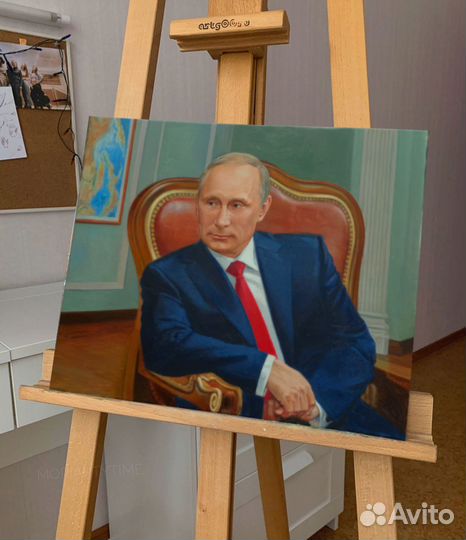 Портрет Путина на холсте с подрамником 40х50см