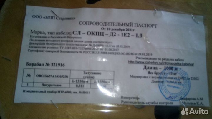 Кабель оптикаволокно