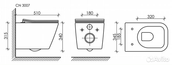 Подвесной унитаз Ceramica nova Metric CN3007mb