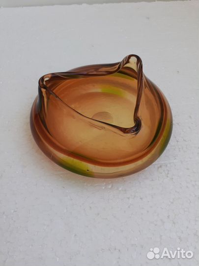 Пепельница-ваза из цветного стекла СССР