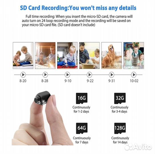 Беспроводная мини камера WiFi разрешение 1080p