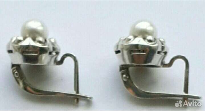 Серебряный комплект жемчуг 925 пробы