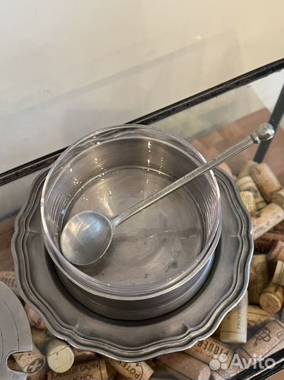 Емкость для сыра/сахара винтаж. Олово. Италия