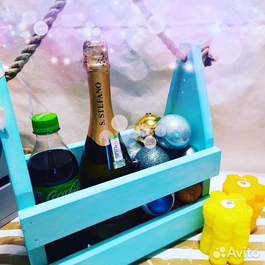 Ящики из нат. дерева для нов. подарков, декора