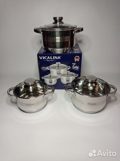 Набор кастрюль vicalina VL-275, 1.9л, 2,7л, 3,6л