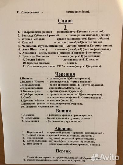 Саженцы плодово-ягодных деревьев и кустарников