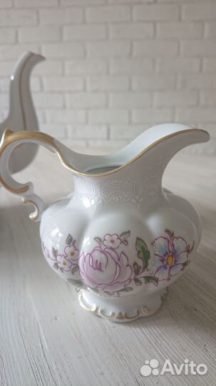 Чайник и молочник фарфор Fine China Lichte, GDR
