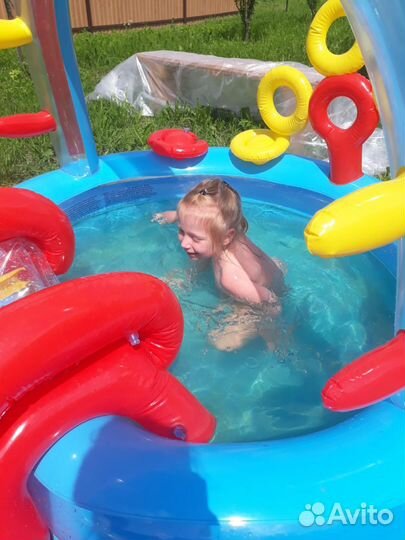 Детский надувной бассейн с горкой