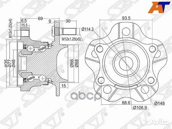 Ступичный узел задн. nissan teana #J31 2WD ST-4