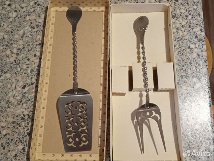 Советский набор приборов для торта новый