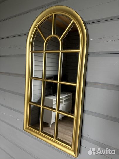 Зеркало арочное окно 2 шт золото 71*38 см