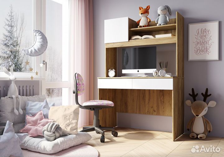 Стол письменный Селфи бтс дуб крафт/белый