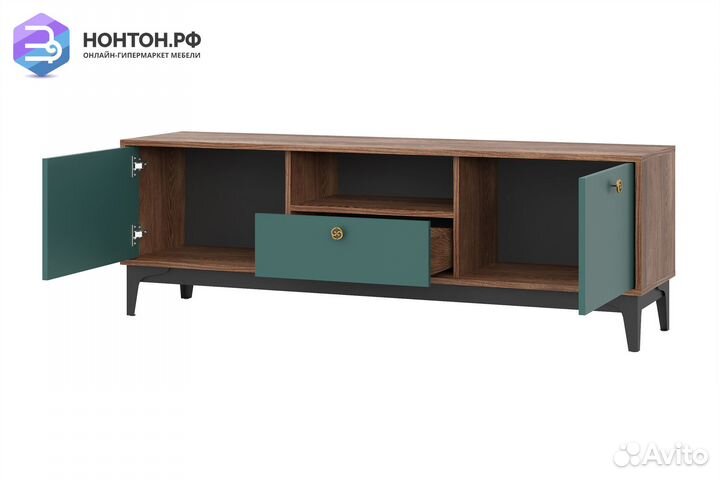 Тв-тумба Brass каштан арвадона / изумруд