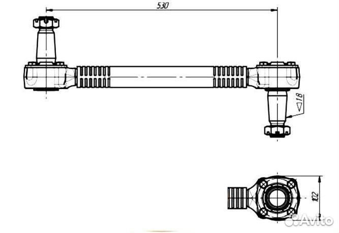 Штанга реактивная камаз с рмш обжимная