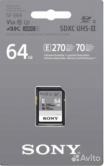 Карта памяти Sony 64 gb sdxc Новая Чек