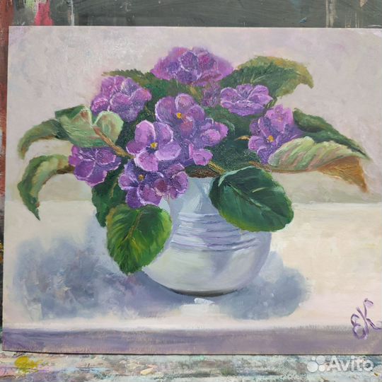 Картина маслом на холсте цветы,натюрморт