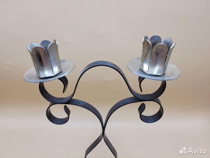 Подсвечник настольный на 2 свечи металл сталь