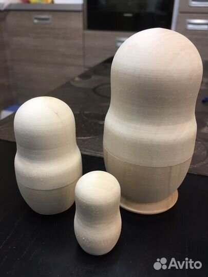 Матрешка 3х местная, заготовка деревянная, h 10см