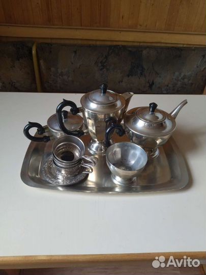 Чайно кофейный сервиз СССР мельхиоровый