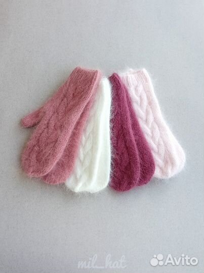 Вязаные шапка варежки косынка. Ручная работа