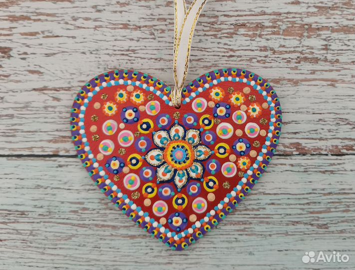 Сердце из дерева, ручная роспись