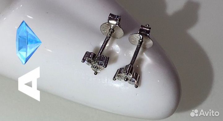 Серьги трио с бриллиантами(муассанитами)