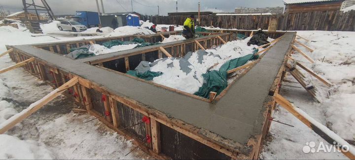 Бетонные работы/фундамент/отмостка/поднятие дома